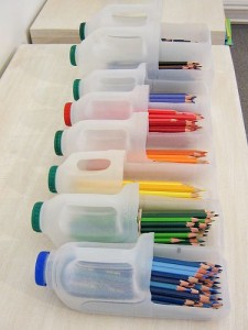 Milk bottles - crayons