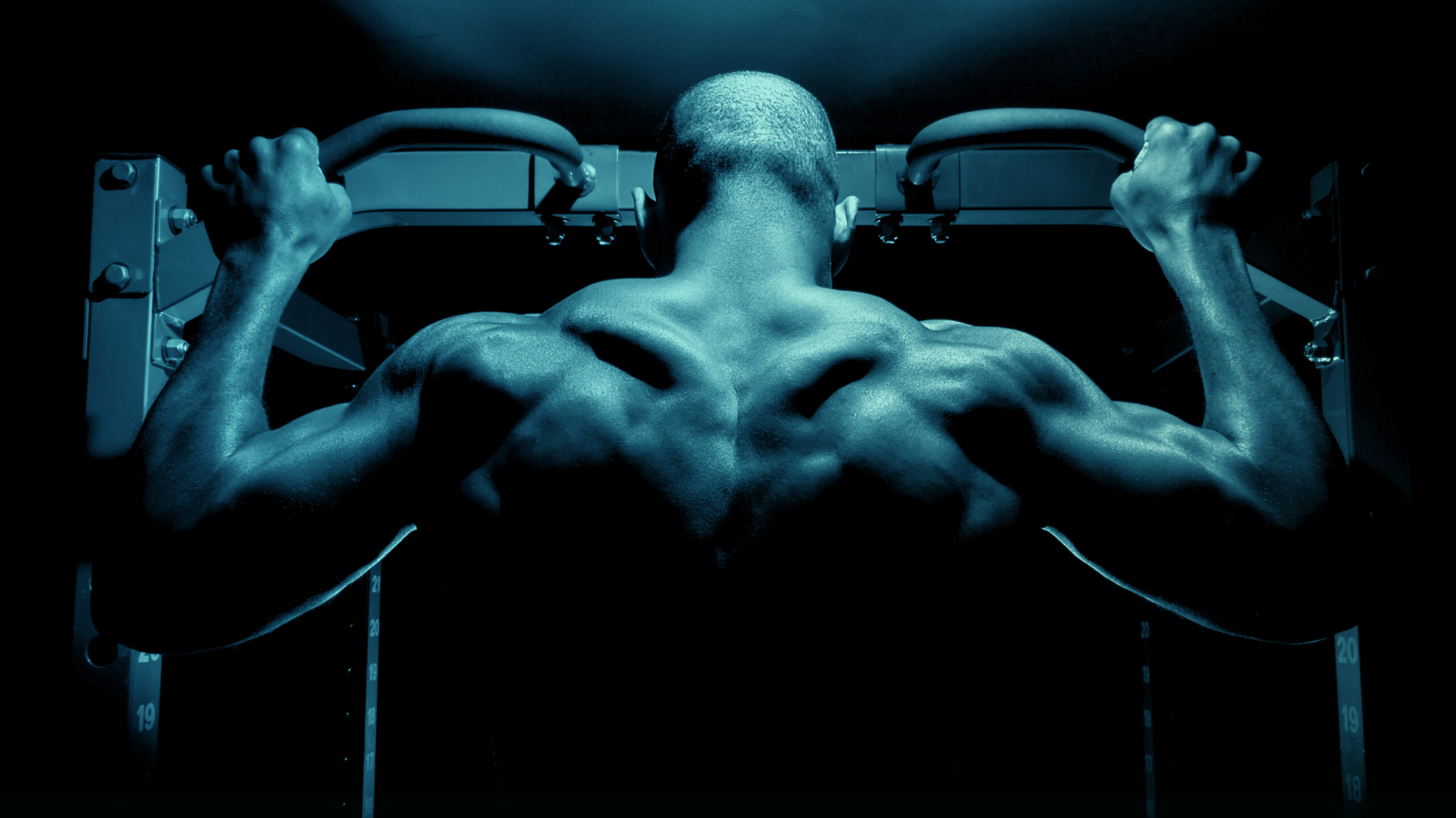 Image of Adapt Nutrition brand imagery example, man doing a pull up