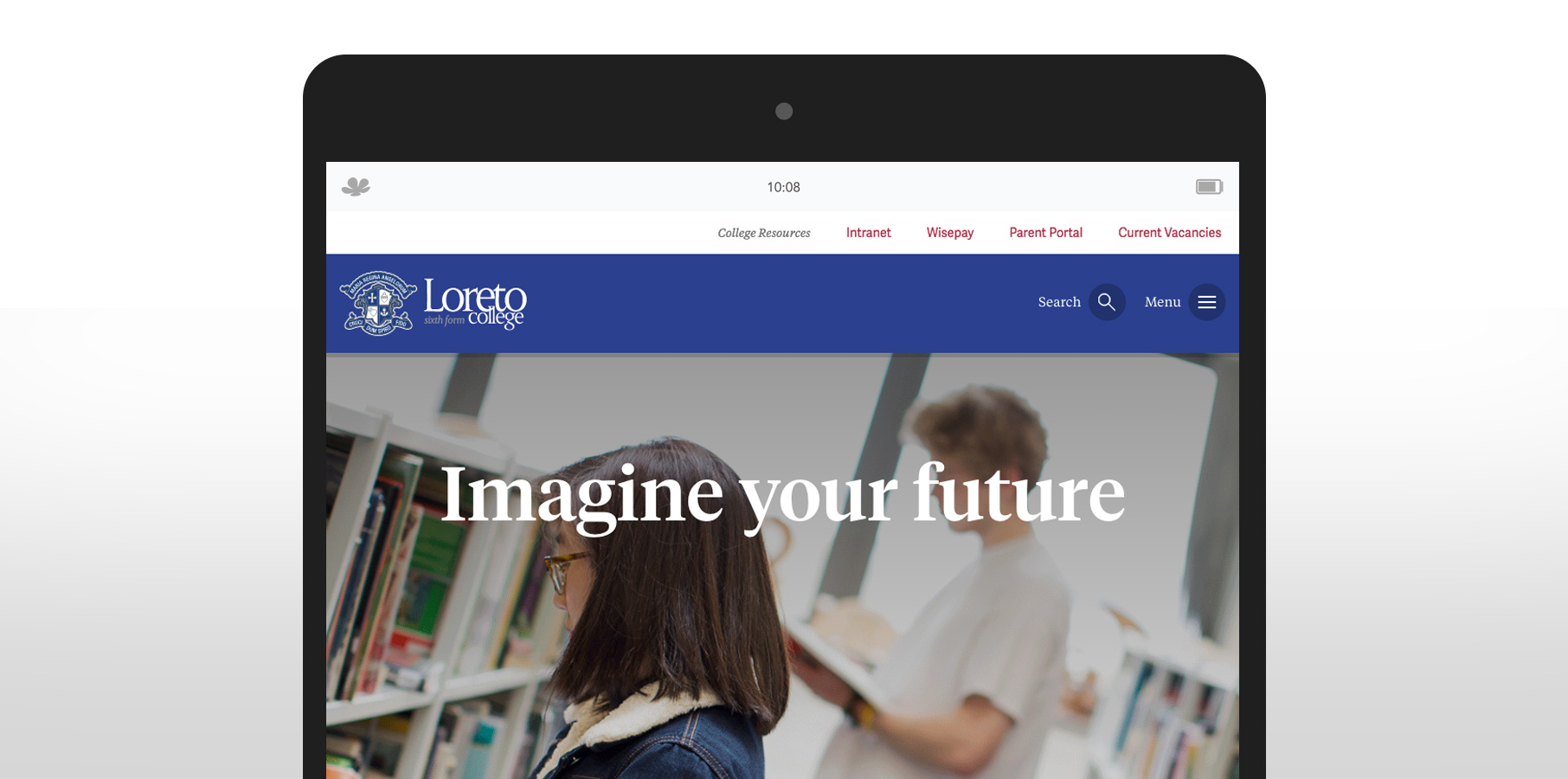 ipad with loreto college homepage