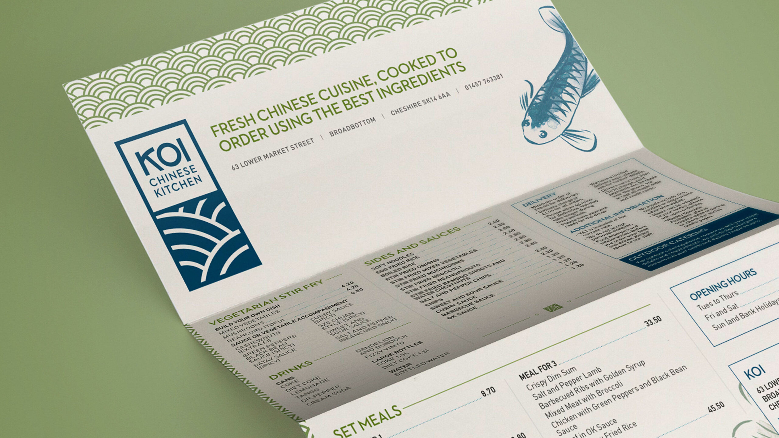 Image of Koi Kitchen folded leaflet menu design