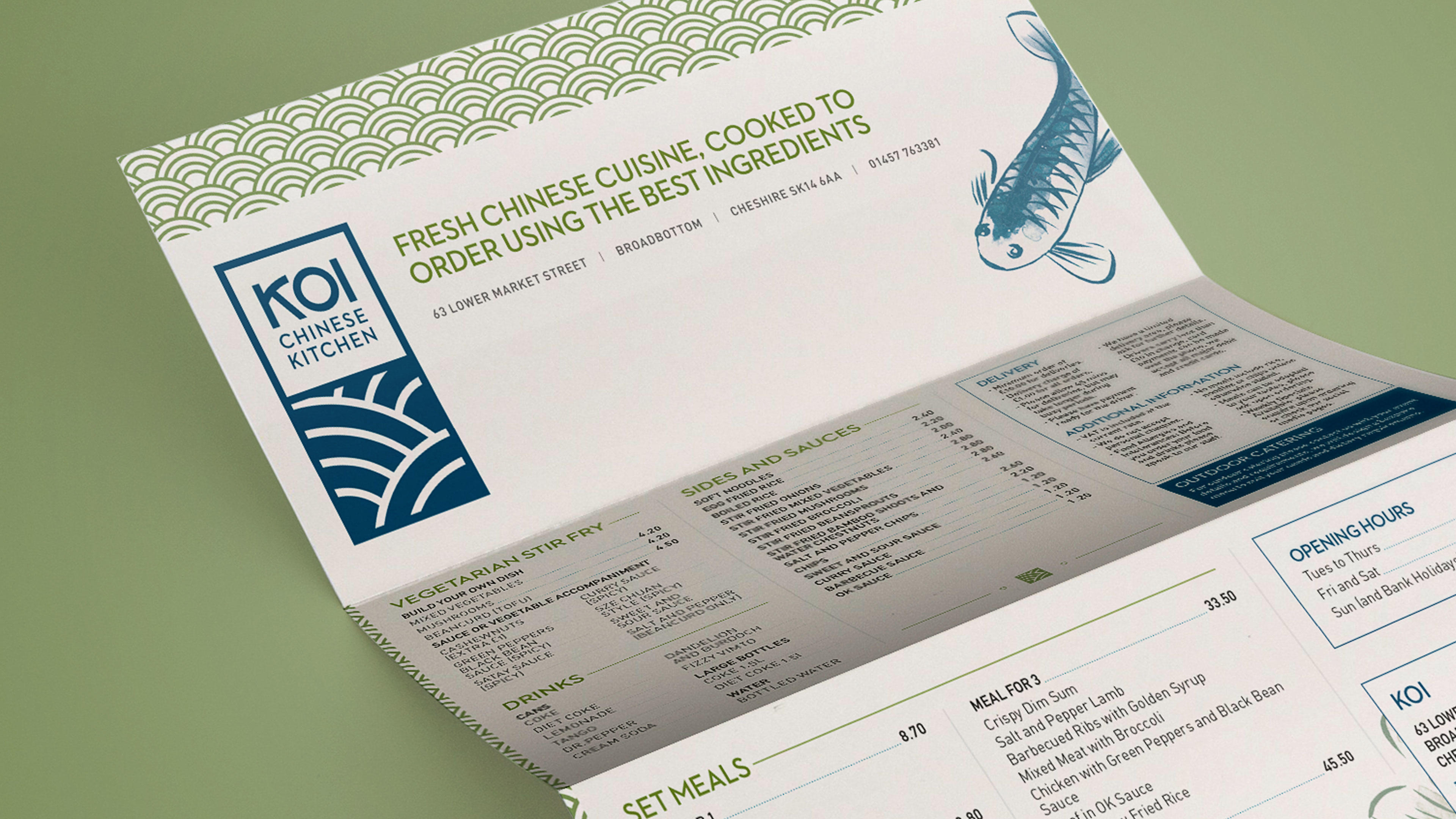 Image of Koi Kitchen folded leaflet menu design