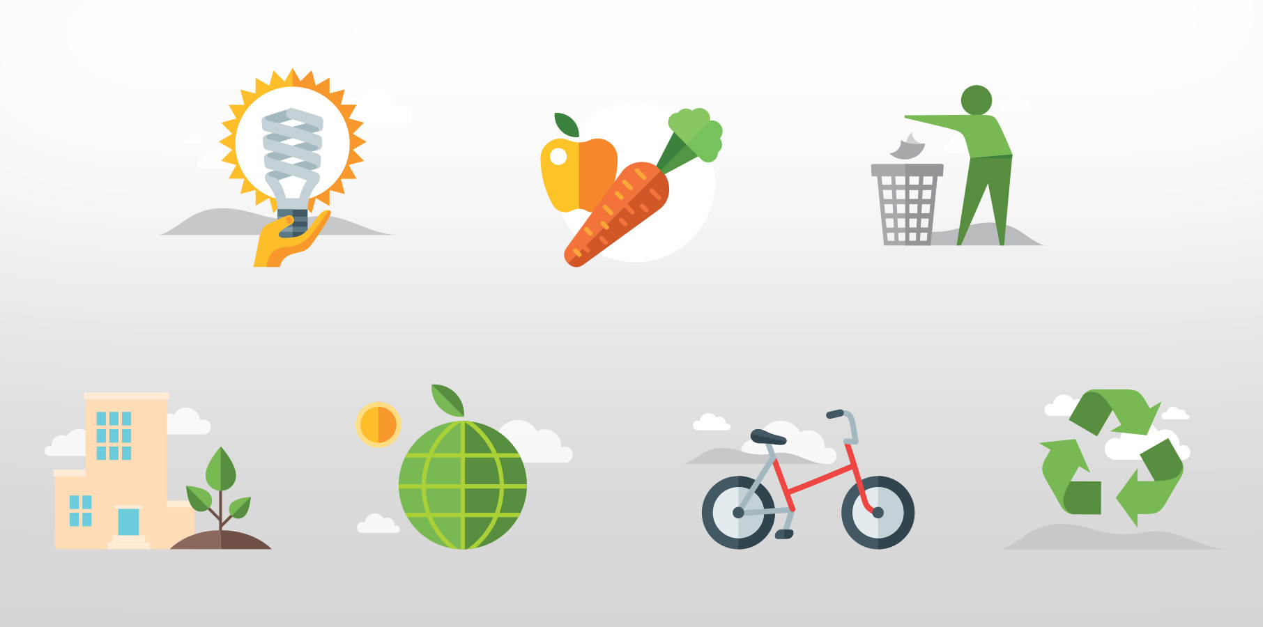 eco-schools icons full width illustrations