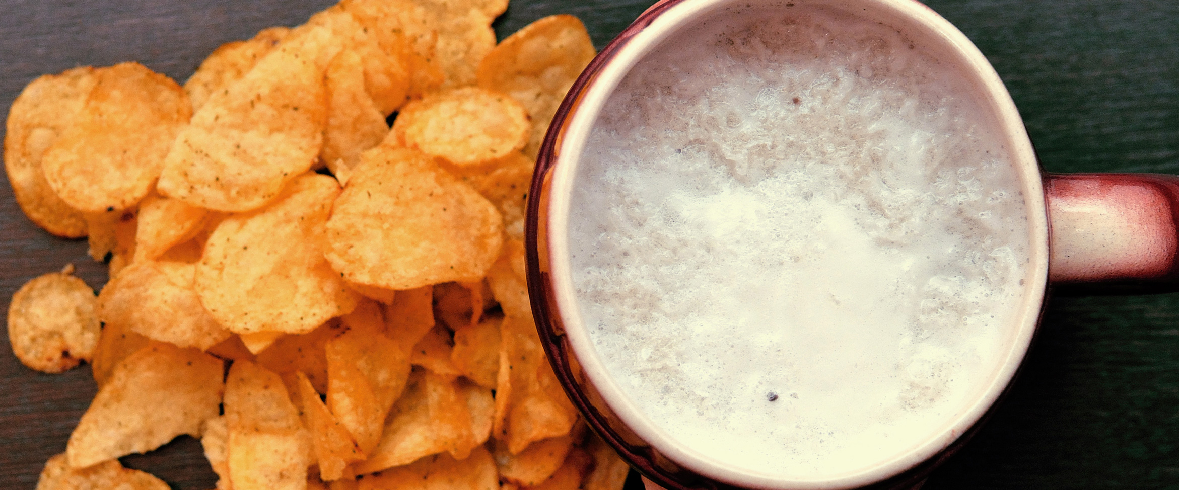 beer and crisps at the pub