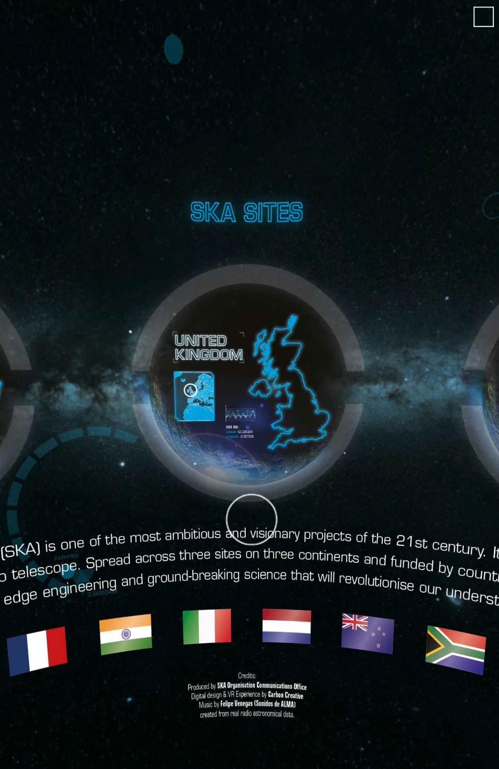 SKA Virtual Reality Universe mobile screenshot