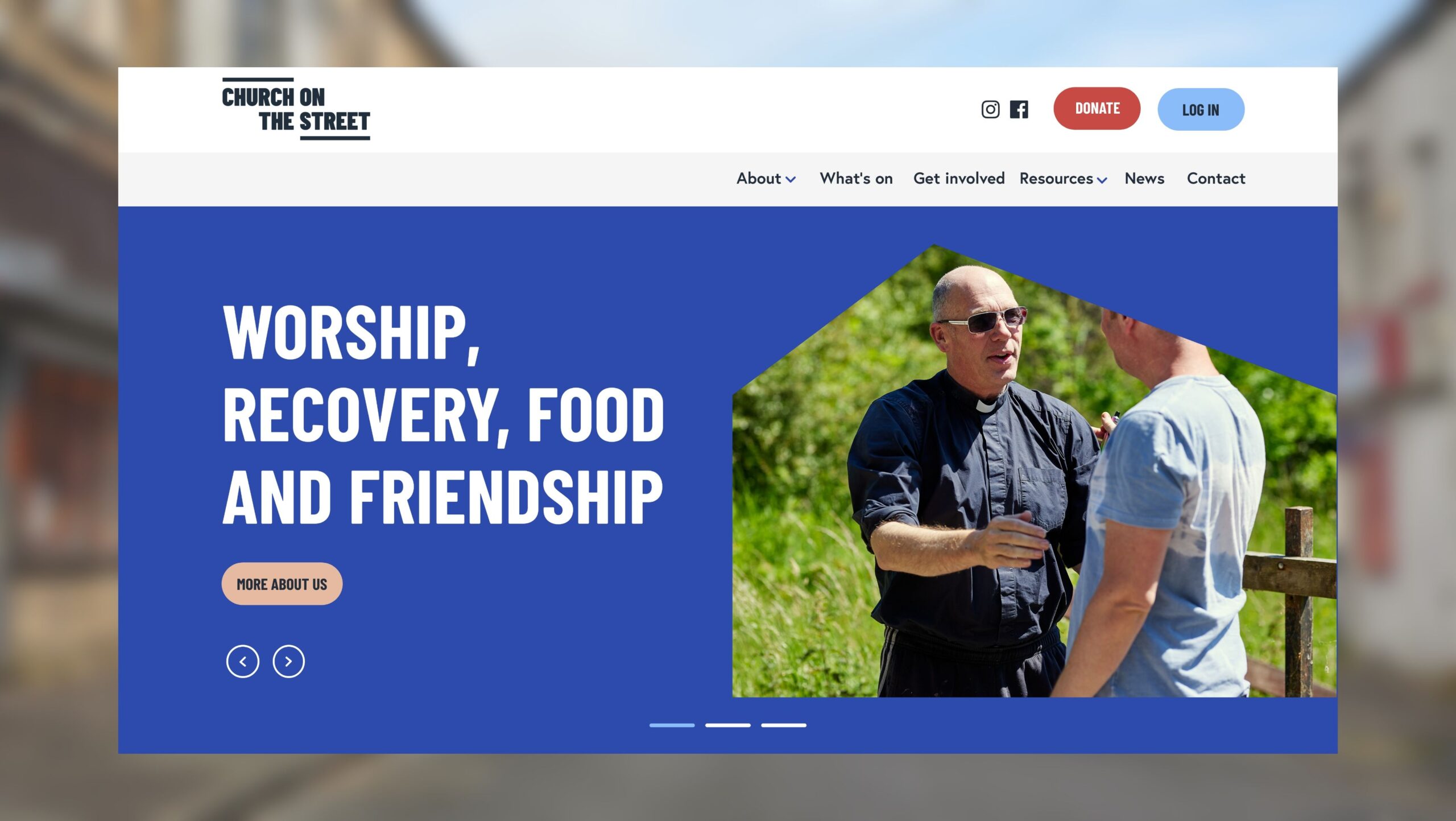 An image of the website design's homepage.