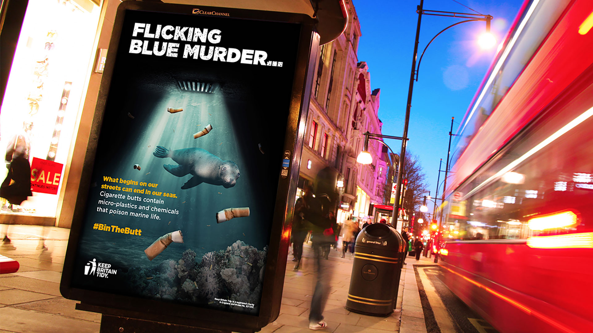 Keep Britain Tidy Flicking Blue Murder Adshell 1