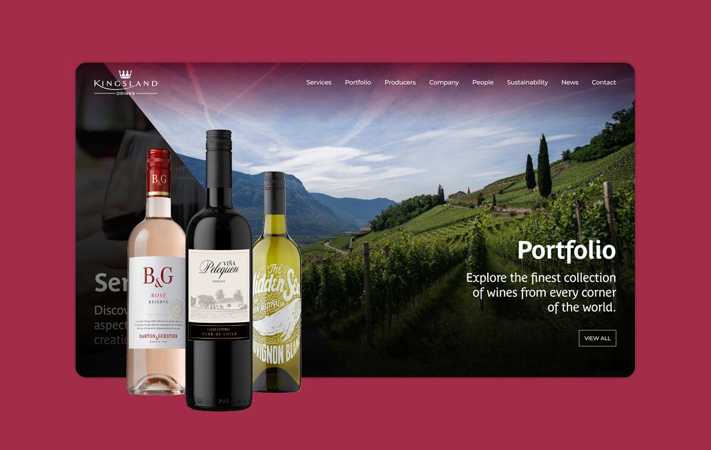 An image of the homepage of Kingsland Drinks.