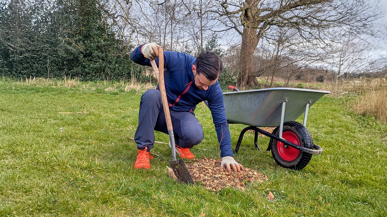 Johnny planting a tree.