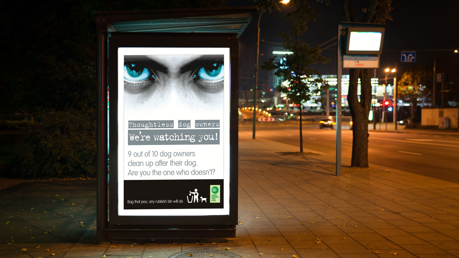 Keep Britain Tidy We're Watching You dog fouling campaign adshel 2