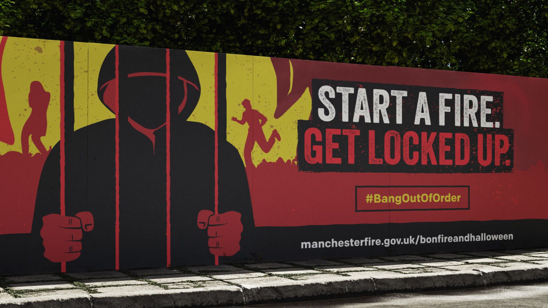 bonfire safety campaign, mockup of station banner.