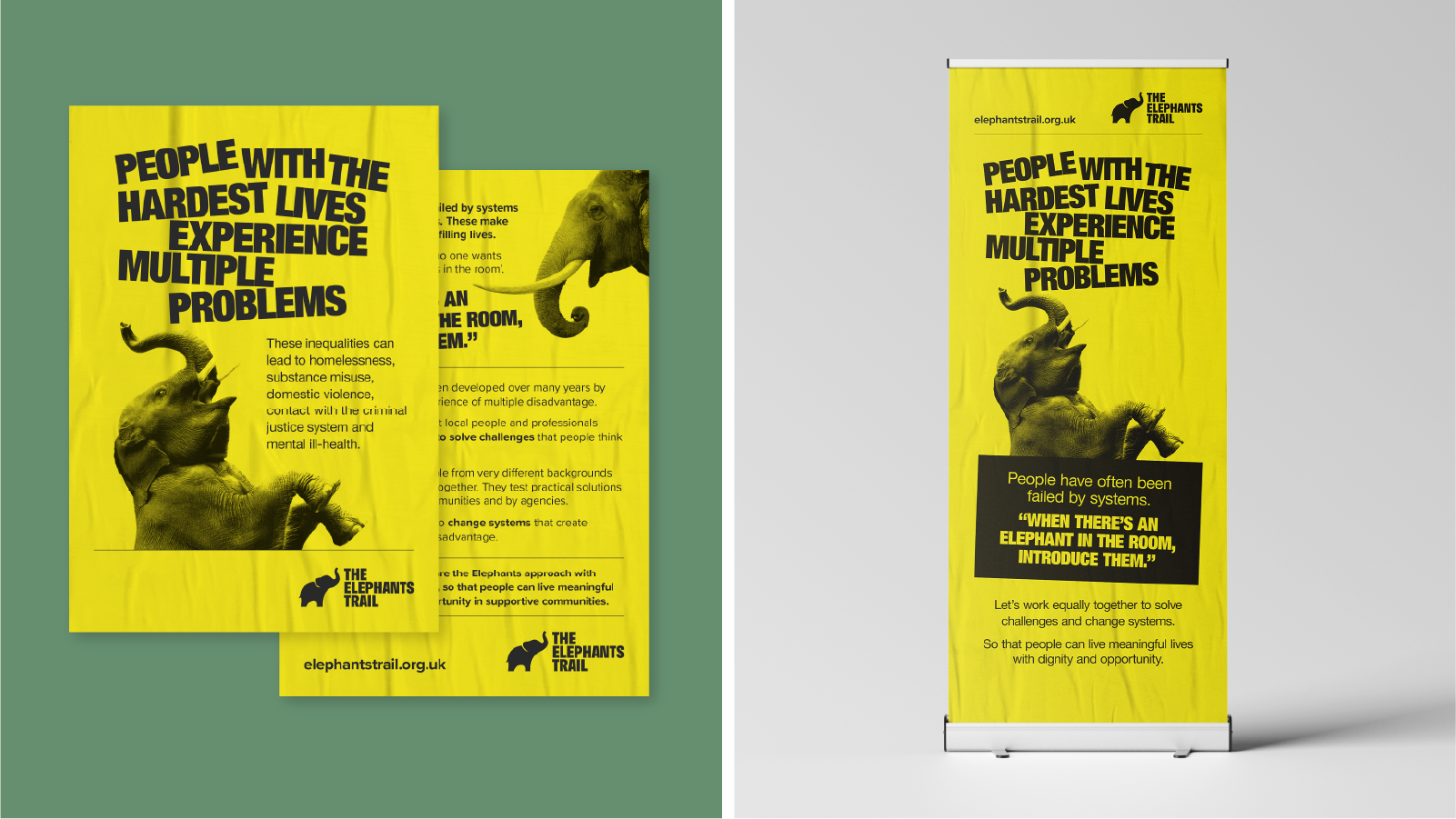 Image of a flyer. and roller banner