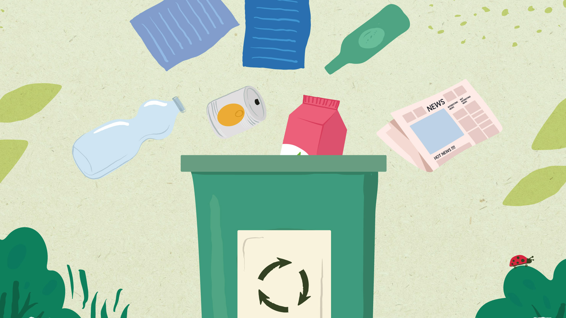 Serco Lambeth Schools Pack recycling bin illustration.