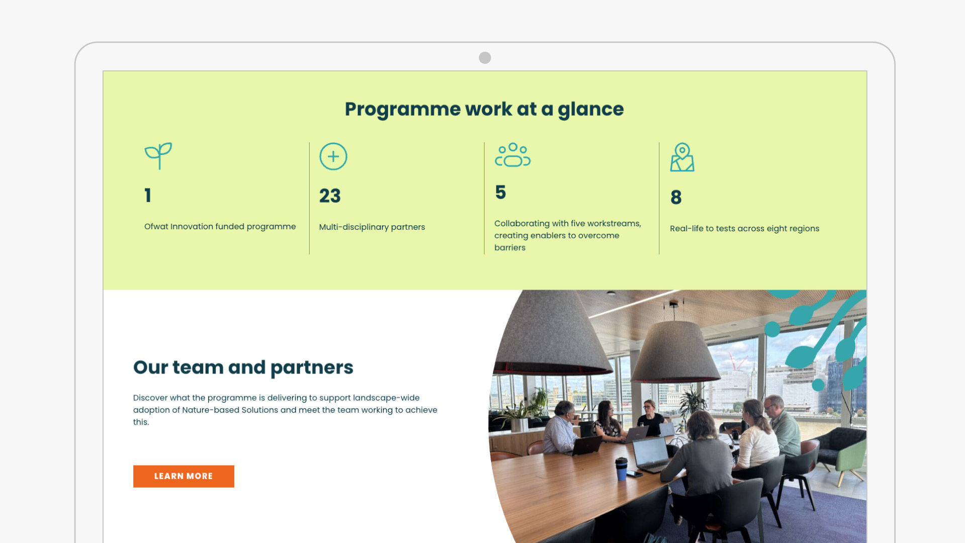 The team page of the website.