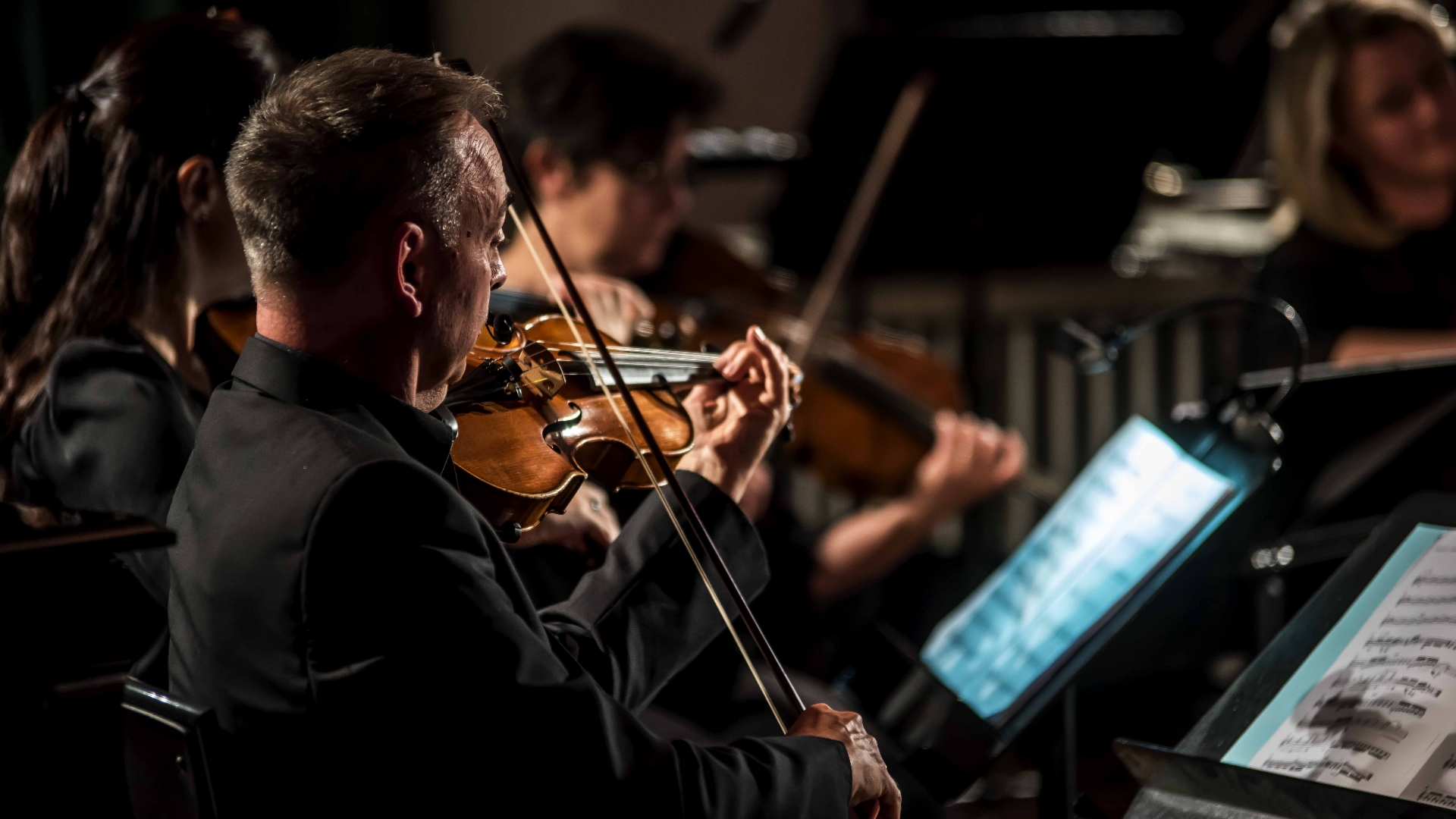 A musician playing a violin.